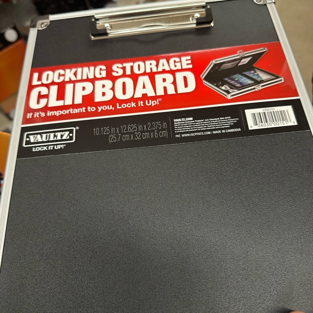 Vaultz Locking Storage Clipboard - Black
